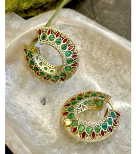 Impresionantes Pendientes de Moissanita Chapados en Oro de la Mejor Calidad para Mujer, Estilo Bali, para Fiestas y Eventos Nocturnos - Product Image 1