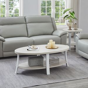 Set di tavolini da caffè contemporanei Anze a 3 pezzi con ripiano ovale in legno - Product Image 3