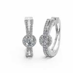 Pendientes de Aro Radiance con Diamantes de Corte Redondo en Oro Blanco de 18K con Certificación IGI y Claridad VVS para Mujer - Product Image 4