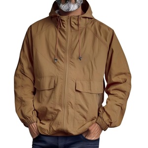 <b>Men's</b> Black Hooded Windproof <b>Jacket</b> With Zipper Closure And Pockets <b>Casual</b> Autumn Wear Polyester Premium Material Custom Logo - Product Image 4
