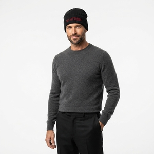 Bonnet en tricot côtelé noir avec revers, chaud pour l'hiver, avec logo brodé personnalisé - Product Image 5