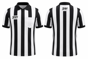 Camiseta de Árbitro de Fútbol a Rayas Blancas y Negras para Hombre, Cuello Polo, Bolsillos Dobles en el Pecho, Manga Corta, Uniforme Profesional para Oficiales de Juego - Product Image 4