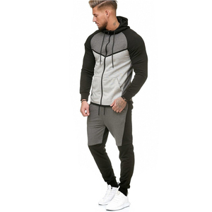 Ensemble de survêtement personnalisé pour homme en molleton de coton, sweat à capuche et pantalon de jogging, fermeture éclair intégrale, vêtements de sport décontractés - Product Image 3