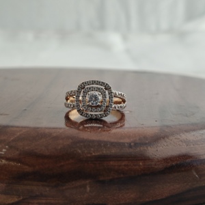 Namivaa Bague de fiançailles en or rose 18 carats avec halo taille coussin pour femme, double alliance vintage, bague de promesse de mariage, bijoux fins - Product Image 2