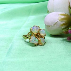 Wedding Wear 925 Sterling Silver Gold Plated Jewelry Opal Gemstone Women Wear Classic <b>Couple</b> <b>Ring</b> - Product Image 3