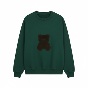 เสื้อสเวตเตอร์คอกลมทรงโอเวอร์ไซส์ สีเบจ ลายหมีสีดำ แอพพลิเค่การ์ตูน แบบยูนิเซ็กส์ สวมใส่สบายๆ ผ้าถัก สำหรับฤดูใบไม้ร่วง - Product Image 3