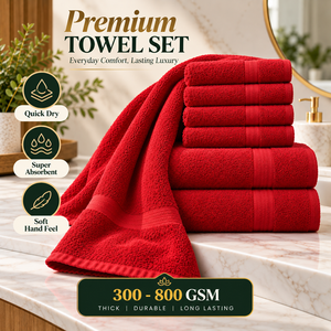 Luxury 600 GSM Pure Cotton <b>Terry</b> Bath <b>Towel</b> Set Of 8 Pieces Premium Hotel Bathroom Linen For Hospitality And Spa Use - Product Image 2