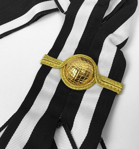 Écharpe maçonnique rayée noir et blanc avec franges dorées, pour officier de loge maçonnique, insignes de cérémonie, tissu tissé - Product Image 4