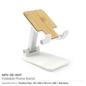 <b>Adjustable</b> <b>Height</b> & Angle Foldable Phone Stands ABS Plastic & Bamboo <b>Desk</b> Use MPS-08 - Product Image 4