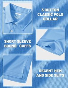 Polo de Manga Corta Azul Claro para Hombre, Color Sólido, Transpirable, de Algodón, para Golf, Corte Regular, Tejido Oxford - Product Image 5