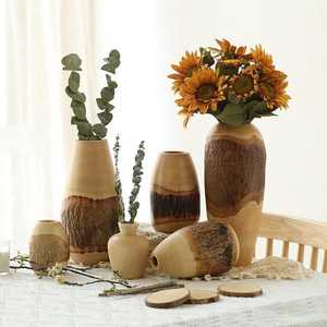 Vase de sol élégant en bois de manguier fait main, design rustique et contemporain, écologique, pour la décoration de la maison et de mariage - Product Image 1
