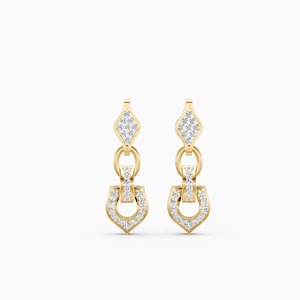 Pendientes de Diamantes Regal Charm Link con Diamante Cultivado en Laboratorio de 0.43 Ct |   En oro amarillo, blanco y rosa de 9 quilates - Product Image 3