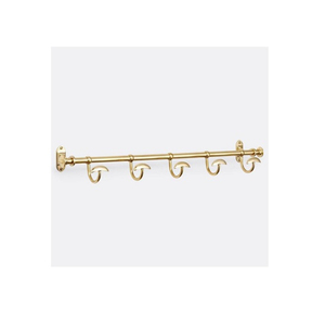 Eco Friendly Classic Brass Wall Mounted <b>Hook</b> <b>Rail</b> with 5 <b>Hooks</b> for Clothing Storage Handmade Wall <b>Hooks</b> - Product Image 1