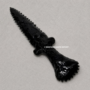 Top Quality <b>Polished</b> Hand Carved <b>Black</b> Obsidian 10-Inch Dagger Sculpture Free Form Art Collectible Decor - Product Image 3