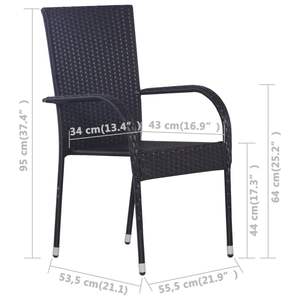 Ensemble de 4 chaises de salle à manger en rotin PE noir avec structure en acier thermolaqué pour l'extérieur - Product Image 6