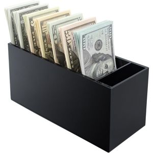 Organizzatore in Acrilico Nero Resistente a 8 Scomparti per Denaro e Banconote, Vassoio Portadenaro da Scrivania e Cassetto - Product Image 1