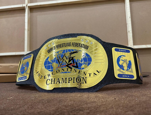 Cinturón de Campeonato de Lucha Libre Intercontinental W-W-F Ovalado Personalizado de 2 mm – Placas de Metal Chapadas en Oro y Correa de Cuero - Product Image 2