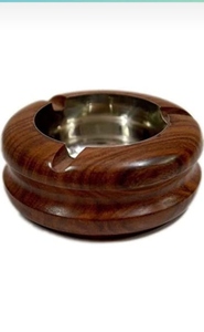 Cendrier sans fumée en aluminium, carré, style américain, portable, cadeau, plateau en bois de sheesham, insert en verre transparent moderne - Product Image 3