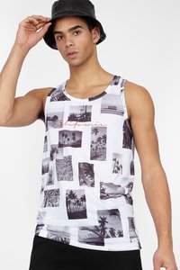Camiseta sin mangas para hombre con cuello redondo, estilo casual, transpirable, de algodón, con estampado y logo frontal. - Product Image 3