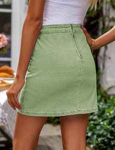 Jupes en jean mini vintage décontractées à taille naturelle avec logo personnalisé, prix abordable, pour femmes, en coton de haute qualité, respirantes et confortables - Product Image 3