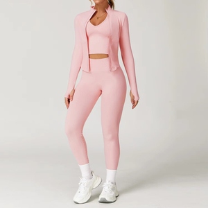 Ensembles de yoga imperméables 2 pièces pour femmes - Leggings d'entraînement et haut de fitness à séchage rapide, respirants, en Spandex/Nylon - Product Image 1