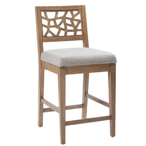 เก้าอี้บาร์สไตล์นอร์ดิกหุ้มเบาะไม้เนื้อแข็ง ทนทานและมั่นคง พร้อมพนักพิงสำหรับเคาน์เตอร์ครัว ร้านอาหาร และตกแต่งภายในบ้าน - Product Image 1