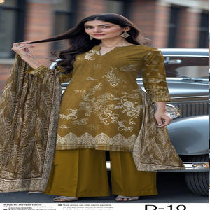 คอลเลคชั่นฤดูร้อนปี 2026 ชุดชาลวาร์กามีซผ้าฝ้าย/ผ้าลอนคุณภาพพรีเมียมปักลายสำหรับผู้หญิงไซส์พลัสคุณภาพสูง - Product Image 1