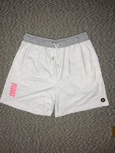<b>Men's</b> <b>White</b> Board <b>Shorts</b> With Gray Waistband And Pink Logo <b>Shorts</b> Quick Dry Drawstring Swim Trunks Casual <b>Men's</b> Beach <b>Shorts</b> - Product Image 4