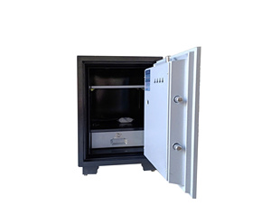 Le coffre-fort YUNOS YNS-69F est un coffre-fort en acier inoxydable, résistant au feu et à l'eau, et équipé d'un verrouillage par empreinte digitale. - Product Image 1