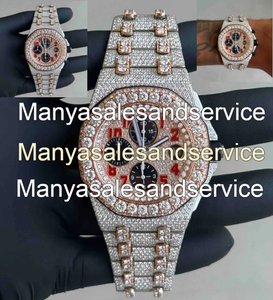 Moissanite Diamond Hip Hop Luxury Stainless Steel Band <b>Case</b> 10 Bar Water Resistant Glass Dial Bracelet Clasp Men's <b>Watch</b> - Product Image 1