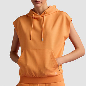 Sudadera sin Mangas con Capucha para Mujer, Tejida, de Color Sólido, de Algodón Transpirable, Informal, para Verano - Product Image 1