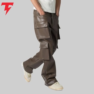 <b>Men</b> Genuine <b>Leather</b> High Button Fly Waterproof Breathable Modern Fit Casual <b>Leather</b> <b>Pants</b> Comfortable Durable Stylish Fashion - Product Image 2