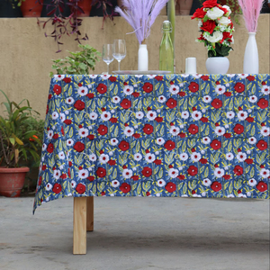 Luxury Handmade Premium Quality Cotton Block Print <b>Tablecloth</b> Set Floral Printed Customizable <b>Washable</b> Tablemat for Dining Hotel - Product Image 1