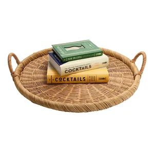 Plateau de service de nouvelle conception avec poignée, forme ronde, fabriqué au Vietnam, prix de gros, OEM ODM, couleur au choix. - Product Image 4