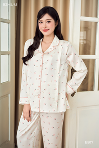 Ensemble de pyjama de maternité B2 MUM B917 pour femmes enceintes - Tissu éco-responsable en spandex/polyester, taille élastique réglable, fermeture éclair - Product Image 5