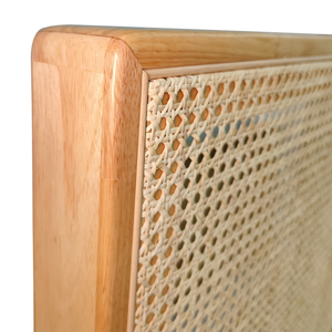 Furniture OEM/ODM for reseller Japanese Joinery Wooden <b>Beds</b> <b>Frame</b> Rattan Headboard Minimalist <b>Platform</b> <b>Bed</b> Vietnam Manufacturers - Product Image 5