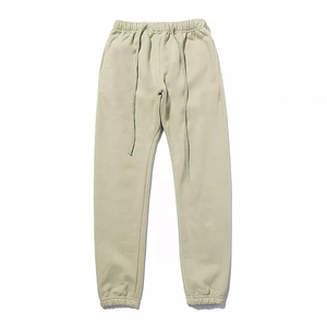 Minimalist Custom Mens Sweatsuit Plain Beige Pullover Sweatshirt Cuffed Joggers <b>Set</b> Casual Loungewear Tracksuit - Product Image 2