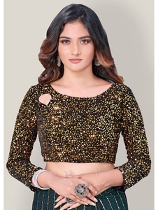 Sari en viscose fantaisie pour femme KV, avec blouse non cousue, réversible et infroissable, idéal pour les occasions de fête - Product Image 6