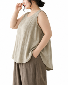 Fasmic International – Débardeur tricoté en Spandex/Polyester pour femme grande taille, col rond, sans manches, décontracté, couleur unie, idéal pour l'été - Product Image 3