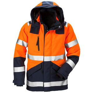 Custom Logo Hi Vis Reflective Safety <b>Workwear</b> Hooded Unisex Jacket Waterproof Outdoor <b>Winter</b> Thermal Padded Polyester Breathable - Product Image 2