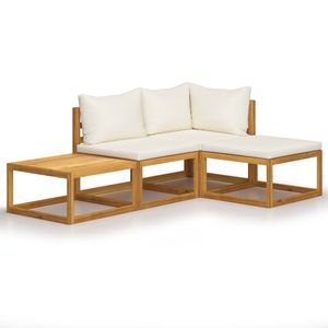 Ensemble de salon de jardin en crème avec bois naturel pour la détente en plein air - Product Image 2