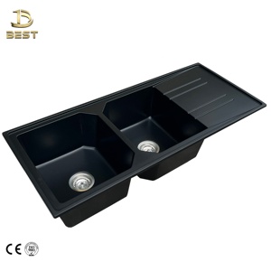 Lavabo Doble de Lujo Moderno para Baño, de Cuarzo y Mármol, 10 mm de Grosor, con Garantía de Más de 5 Años, Acabado Cepillado, Grifo Incluido - Product Image 1