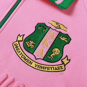 Sudadera AKA con Cierre de Cremallera, Unisex, Rosa y Verde, Felpa Premium, Estilo Casual, Ropa Griega, Color Rosa y Verde - Product Image 6