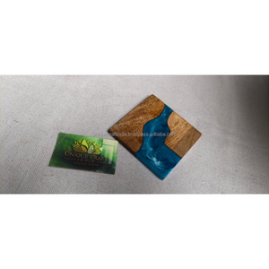 Square Resin <b>Coasters</b> Pearl <b>White</b> with Gold Flakes Handmade Epoxy Drink Mats for Dining Table Wholesale Bulk - Product Image 3