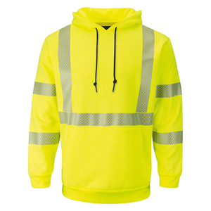 <b>Men's</b> High Visibility Fleece Hoodie Reflective Stripes Workwear Style Autumn Wear Breathable <b>Pullover</b> <b>Jacket</b> - Product Image 4