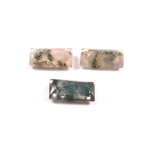 Agate Mousse Naturelle 17x34mm Coupe Baguette Facettée Calibrée Pierre Gemme Certifiée pour la Fabrication de Bijoux Fournisseur en Gros - Product Image 4