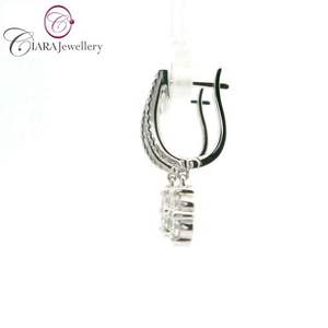 Boucles d'oreilles pendantes tendance en or blanc 18 carats Au750 et or rose, avec diamants naturels et pierres colorées, idéales pour les fêtes, cadeaux et vente en gros - Product Image 2