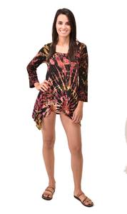 Vestido Túnica Tie Dye Pintado a Mano Estilo Boho, Rayón y Spandex, Ropa para Festivales - Product Image 3