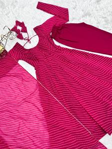 Conjunto de traje Anarkali a rayas para mujer con dupatta, elegante conjunto de kurta y pantalón para fiesta, vestido tradicional indio al por mayor - Product Image 6