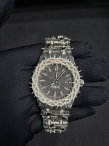 Luxury Men's Automatic <b>Watch</b> Stainless Steel Black Dial Diamond Bezel <b>Case</b> 41mm Analog Sapphire Crystal Band Customizable Design - Product Image 1